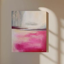 Abstrakcja w różu ze złotem   - obraz akrylowy