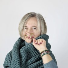 wełniany komin oversize XXL  ZGASZONA ZIELEŃ