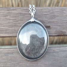 Srebrny obsydian - wisiorek