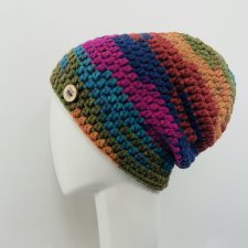 Kolorowa gruba czapka smerf ręcznie robiona