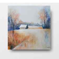 Pejzaż- akwarela formatu 25/25 cm