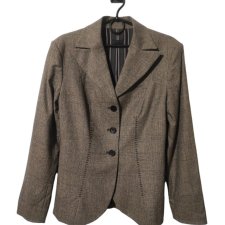 Elegancki żakiet MK Maska wełna angora w kratkę tailored fitted vintage klasyczny premium M