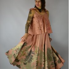 Barwiona roślinami Spódnica Ciepły Las