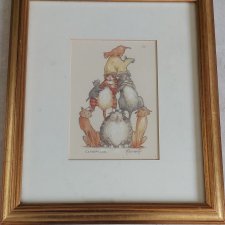 Minter Kemp England humorystyczna ilustracja print koty