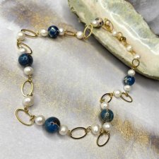 Złocony naszyjnik z jaspisami i perłami c1347