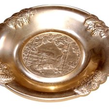 LIS ozdobny aluminiowy talerz patera złoty