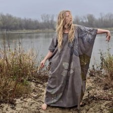 Barwiona roślinami Suknia Szata Mglisty Powiew