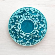 Podstawka geometryczna, turkusowa, talerzyk, pod kubek