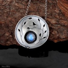 Naszyjnik srebrny z kamieniem księżycowym ptaszek