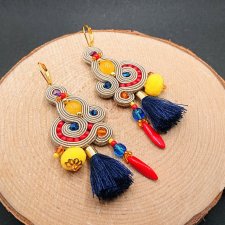 Beżowo-kolorowe kolczyki sutasz w stylu boho 13