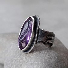 Frost srebrny pierścionek z ametrynem