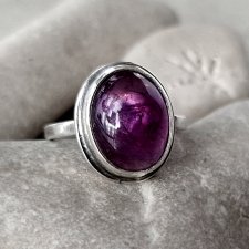 Aster srebrny pierścionek z ametystem