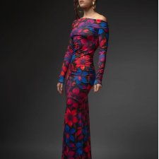 Sukienka z odsłoniętymi ramionami - Julia Maxi Flower Power