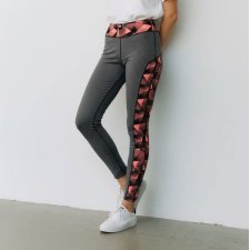 Szare legginsy sportowe z geometrycznym wzorem różowe panele fitness joga running gym