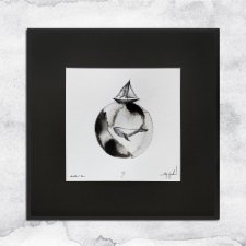 UNIKAT - oprawiona w ramę akwarela (łódka 4)