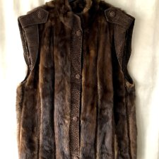 Futro, Norki, Bezrękawnik, Brąz, Rozmiar L/XL