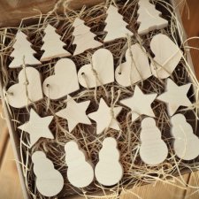 Zestaw drewnianych ozdób choinkowych, 20szt. dekoracje boho, rustykalne na Boże Narodzenie, z litego drewna, drewniane dekoracje i ozdoby