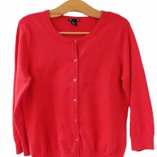 Czerwony kardigan vintage ciepła czerwień bawełna
