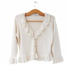 ULTRAkobiecy kardigan vintage Masai falbany detale