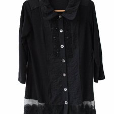 Unikat vintage tunika bluzka czarna różnorodne detale elegancka imprezowa