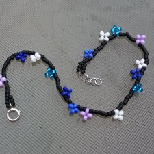 Boho - minimalizm, niebiesko-czarna bransoletka z czeskich szklanych koralików Preciosa