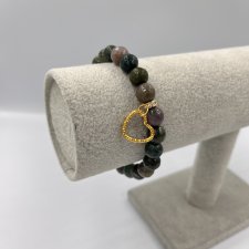 Bransoletka Agat mszysty z sercem