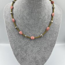 Naszyjnik z hematytu z lawą i jaspisem