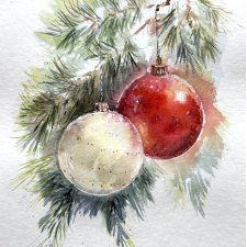 Zabawki noworoczne originalna akwareli A4