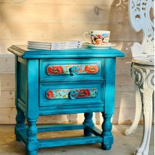 Ręcznie malowana szafka z kwiatami, nocna, piękne gałki, szybka wysyłka