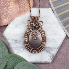 Miedziany wisiorek wire wrapping z mookaitem #540