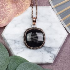 Miedziany ozdobny wisiorek z agatem #584