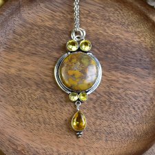 Posrebrzany ozdobny wisiorek z jaspisem i cytrynem #637