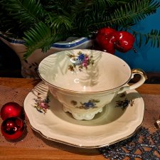 Przedwojenna porcelana Oscar Schaller Nachfolger filiżanka i spodek ivory