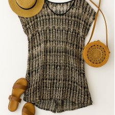 H&M Tunika Azteckie wzory bluzka przejrzysta lato