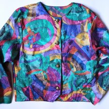 Kolorowy żakiet vintage wiskoza bawełna lata 80/90