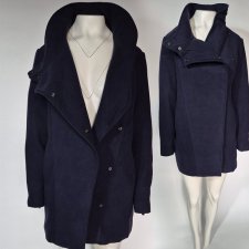 Elegancki płaszcz damski z wysokim kołnierzem MNG Suit Mango granatowy L 40 Hu102