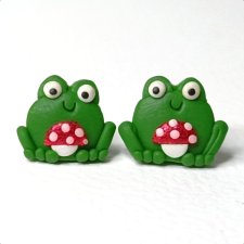 Kolczyki żabki z muchomorkiem