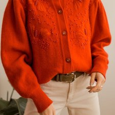 Czerwony kardigan vintage M/L