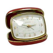 Vintage budzik podróżny EUROPA | lata 60.mechaniczny 4 Jewels | retro design