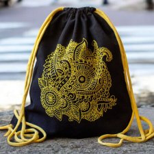 Czarny ręcznie haftowany workoplecak XL