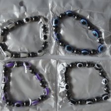 nowe bransoletki oko hematyt na gumce 4 sztuki