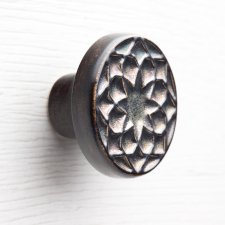 Ceramiczna gałka do mebli, złoto-liliowo-czarna, wz.1