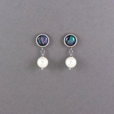 Kolczyki z perełkami i muszlą paua