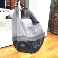 Wór zamszowy z koronką