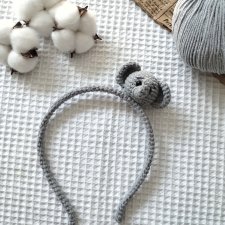 szydełkowa opaska do włosów słonik