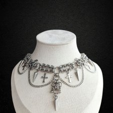 Chainmail Choker Naszyjnik Gotycki Wiking Edgy Mroczny Styl Metalhead