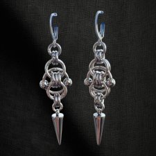 Kolczyki "Steel Ritual" – stal chirurgiczna, kolce & kręgi, 6cm