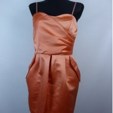 Vivir satynowa koktajlowa sukienka mini kieszonki / S