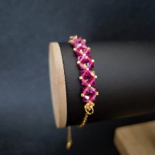 Bransoletka "Fuchsia & Rose" z Koralików i Kryształków Preciosa