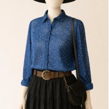 długa koszula w groszki Vintage